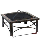 30&quot; Black Steel Wood Burning Square Fire pit With Cover - $220.00