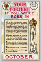Birthday Your Fortune If You Were Born In October Flower Hop Opal Postcard R27 - £7.12 GBP