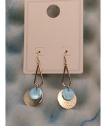 Aqua and Gold Dangle Disc Earrings - $21.65 CAD