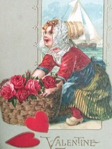 John Winsch Embossed Roses Boat Valentines Day Postcard 1915 Germany No.4245 DB - £6.37 GBP