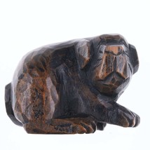 19th Century Japanese Carved wood puppy netsuke - $287.10