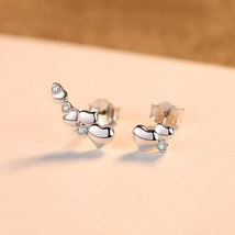 Love Heart Earrings S925 Silver Stud Earrings Artistic Lady Mini Earrings Design - £10.39 GBP