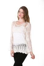 High Secret Women&#39;s Long Sleeve Lace Top Off-White - £46.92 GBP