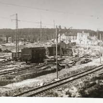 WWII Era Germany Bombed Out Train Railroad Yard B&amp;W Photograph - £9.41 GBP