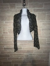 Bebe Bell Sleeve Black Metallic Gold Shrug Size Medium - $29.70