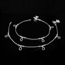 Hot Indian Style Real Solid 925 Silver Anklets for Cute Women 10.2&quot; - £52.31 GBP
