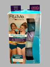 Fit for Me Breathable Panties Cooling Stripes 6 Briefs Women 13/5X Multi... - $17.33
