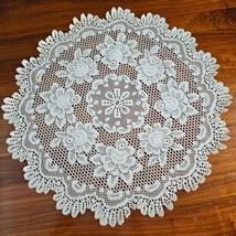 Vintage Crochet Lace Doily Floral Pattern 29in Table Centerpiece Home Décor - £11.84 GBP