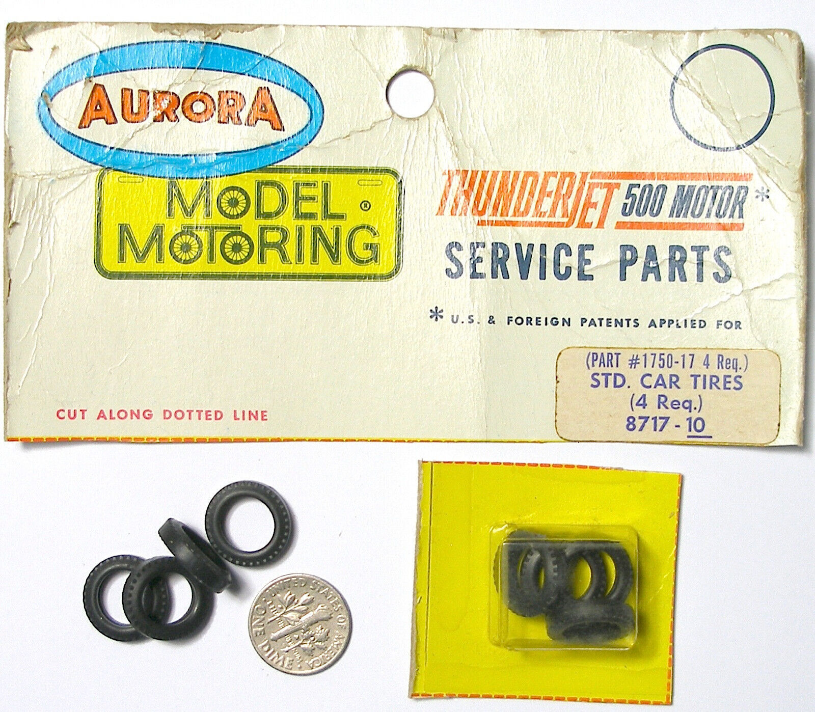 4pc 1965 Aurora O-Gauge Standard Slot Car Tires 8717 Rare Good Rubber! 1/4" 027 - $14.99