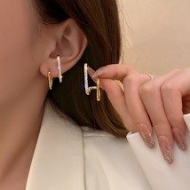  design irregular u shaped gold color earrings for woman korean crystal fashion jewelry thumb200