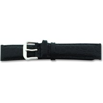 de Beer Black Alligator Grain Leather Watch Band 19mm Long Silver Color - £23.55 GBP