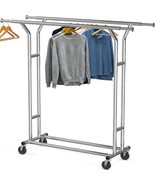 Chrome Heavy Duty Double Rail Clothing Garment Rack For Simple Houseware. - $1,916.86 MXN