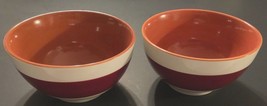 $12 Costa del Sol Set of 2 Ceramic Burgundy Ring Stripe Cereal Soup Bowl Vintage - $7.67