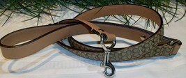 Coach Signature and Leather Dog Leash 4005 Khaki Camel Rare Large - £78.01 GBP