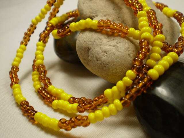 Oshun Collares Santeria Elekes Yoruba Religion Yellow and Amber Necklace - $12.00
