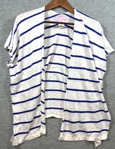 Lilly Pulitzer Myra  White Blue Stripe 100% Linen Open Cardigan Sz S/M - $406.76 MXN