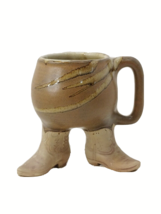 Unic Western Boots Coffee Mug Five Gridges Inc 1560 Brown Glaze 4&quot;1/2 - £26.56 GBP