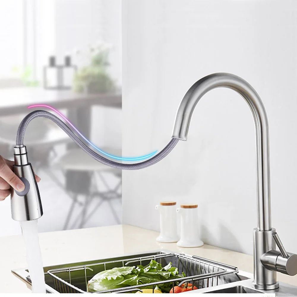 House Home 80CM Extra Long Stretch Faucet Pull Out Spout Stream Sprayer Head Sin - £59.73 GBP
