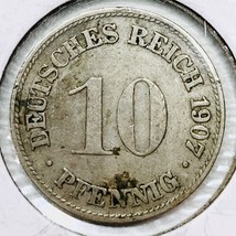 1907 D German Empire 10 Pfennig Coin - £7.00 GBP