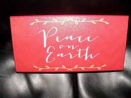 Peace On Earth Red Christmas Sign 10X5 New - £13.42 GBP