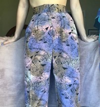 PURPLE Hawaiian TIKI High Waist Pleated Trousers Novelty Print VLV Vtg 1980s - £38.66 GBP