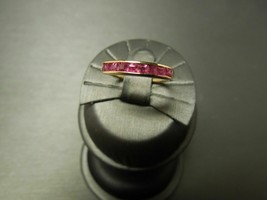 Vintage Estate 14K Yellow Gold Over Channel Set Princess 1.25Ct Ruby Band Ring - £65.89 GBP