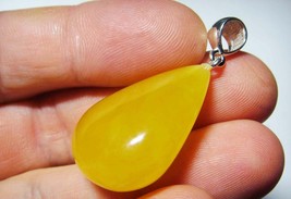 ANTIQUE NATURAL AMBER PENDANT AMBER STONE STERLING SILVER PENDANT - £66.47 GBP