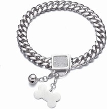 Silver Dog Collar 10Mm/14Mm/18Mm Cuban Link Chain Choke Collar With Cz Buckle,Do - $34.99