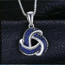 Women&#39;s Pendant 1.44Ct Round Cut Simulated Sapphire Without Chain 925 Silver - £87.31 GBP