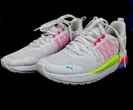 Puma Anzarun Women’s White Neon Pink Blue Yellow Running Sneaker Size 7 - £18.23 GBP