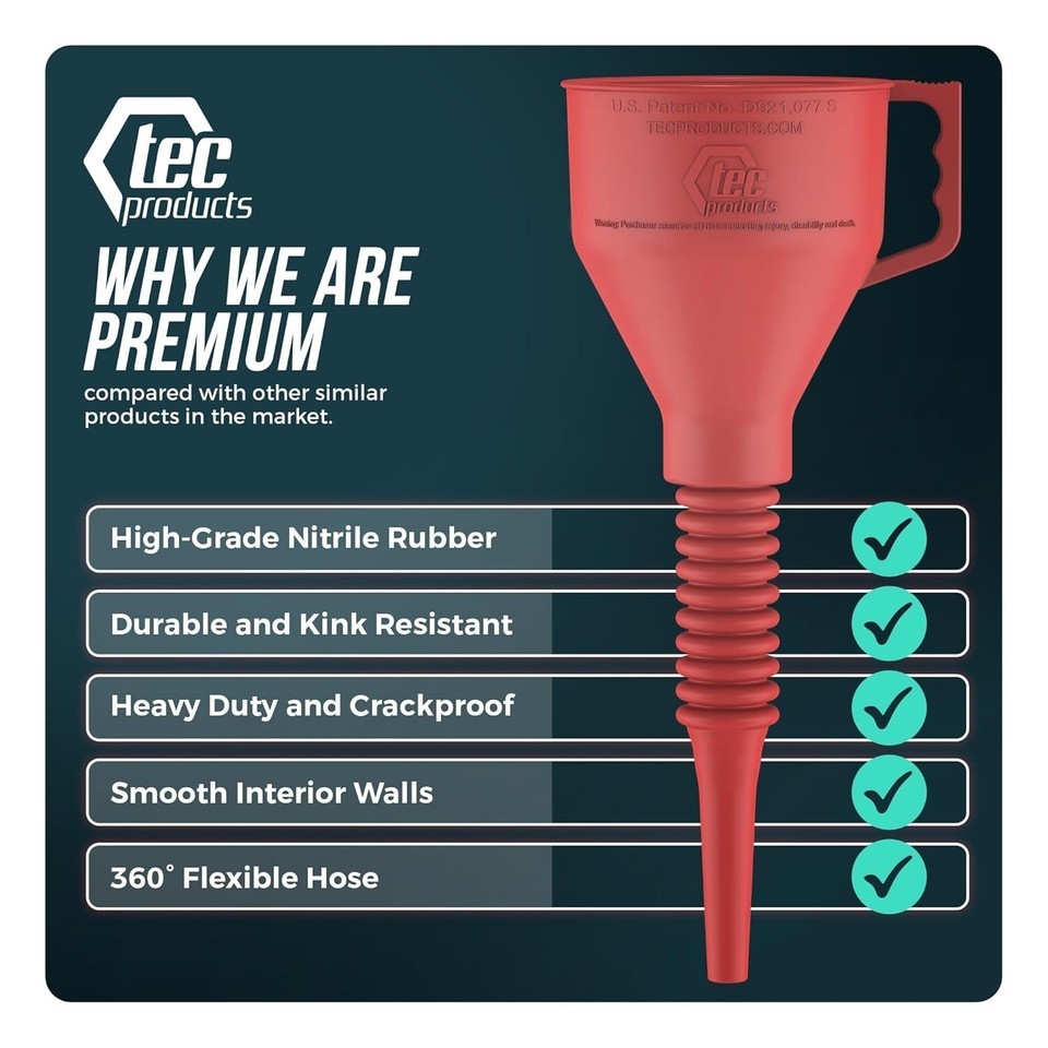 FlexAll Funnel - Long Flexible Nitrile Rubber Automotive Oil & Fluid Transfer Item image 5