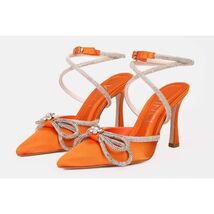 The Floransa Orange Leather Pointy Toe Ankle Strap Women Sandal Final Sale! image 2