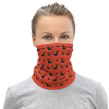 Halloween Cats Design Mandarin Red Breathable Washable  Neck Gaiter - £13.01 GBP