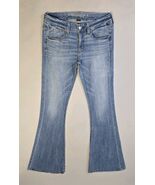 American Eagle Boho Flare Jeans Womens 6 R Light Blue Denim Stretch Whis... - $28.16