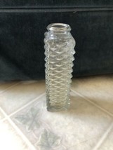 Vintage FTD Clear Glass Bud Vase Diamond Point Square Column 6.5&quot; H - £15.21 GBP
