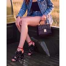 The Infanta Black Spike Leather Ankle Strap Women Sandal image 12