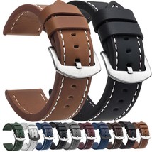 Fashion Watch Band Strap Sport Vintage Leather Watchband Stainless Steel... - £6.29 GBP+