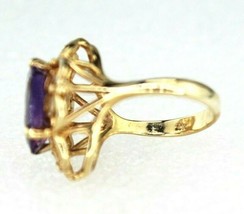 NEW 3 ct Amethyst Solitaire Ring REAL SOLID 10 k Yellow Gold 5.9 g SIZE 5.75 - £195.80 GBP