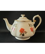Vintage 1970s Arnels Ceramic Teapot Red Rose Transferware with Gold Deta... - $60.58
