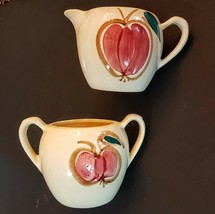 Purinton Pottery Apple Pear Creamer &amp; Sugar Hand Painted Slipware AS IS ... - £7.71 GBP