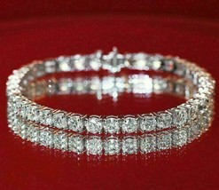 5Ct Diamant Rond Tennis Bracelet 14k or Blanc Sur 18.4cm - £187.76 GBP