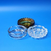 Vintage Small Ashtray Lot Honey Gold Amber, Clear Glass, Cut Glass - Cir... - €9,42 EUR
