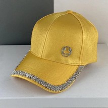 Rhinestone Smiley Face Visor Women&#39;s Hat Casual Baseball Cap Faux Satin Cap - £16.44 GBP