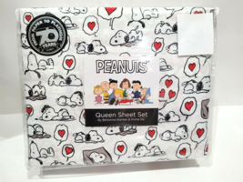 Berkshire P EAN Uts Snoopy Valentines Day Sheet Set Black White Red Queen - $54.44