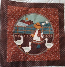 Country Girl Feeding Geese Quilting Crafting Sewing Pillow Panel 17.5&quot; x 17.5&quot; - £4.73 GBP