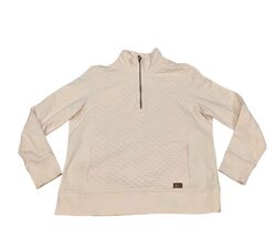 Women&#39;s LL Bean Quilted 1/4 Zip Pullover sweatshirt Size Large Petite Cr... - €22,36 EUR