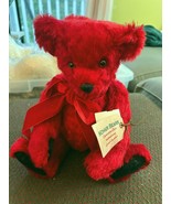 Vermont Teddy Bear 14&quot; Mohair Red Flocked Nose Brown Eyes Tags Included - $3,135.44 MXN