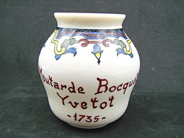 Vintage French Porcelain Moutarde Bocquet Yvetot 1735 White Mustard Jar - £15.79 GBP