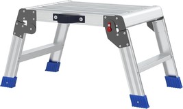 Aluminum Folding Step Stool 13” Work Platform, 600lb Capacity, Heavy Duty - $44.54