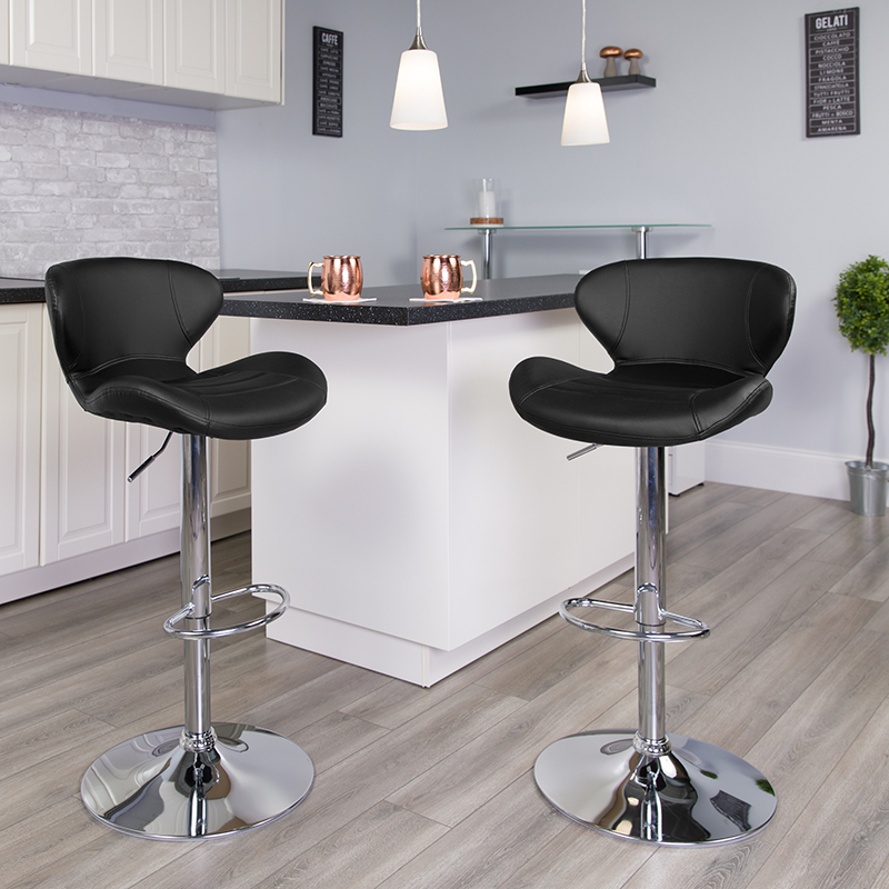 Black Vinyl Barstool CH-321-BK-GG